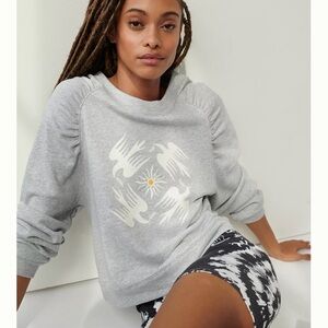 Anthropologie ft Jason K. Yun Doves Graphic Gray Sweatshirt, Small